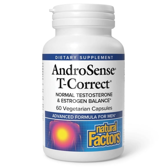 Natural Factors AndroSense T-Correct, Supports Men's Hormonal Metabolism with Milk Thistle, Turmeric and Lycopene, 60 Capsules