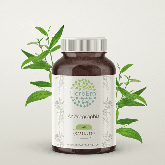 HerbEra Andrographis Capsules, Herbal Dietary Supplement for Immune and Seasonal Wellness Support, Andrographis (Fah talai jone, Andrographis paniculata) Dried Herb Capsules, Natural, 60 Capsules