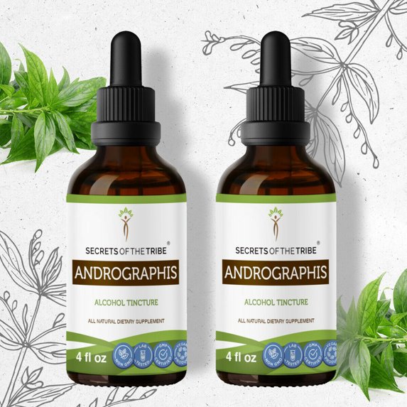 Andrographis Tincture Alcohol Extract, Organic Andrographis Chuan Xin Lian, Andrographis Paniculata Immune System Health 2x4 oz