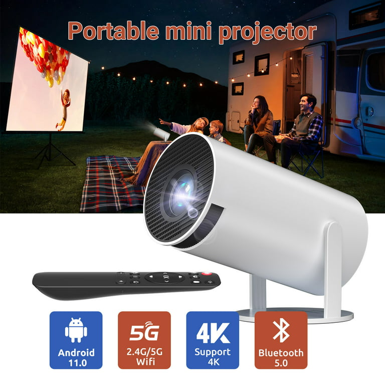 Android 11.0 Smart Projector , Mini Portable Movie Projector with WiFi and  Bluetooth, Full HD Native 720P , 1080P Supported