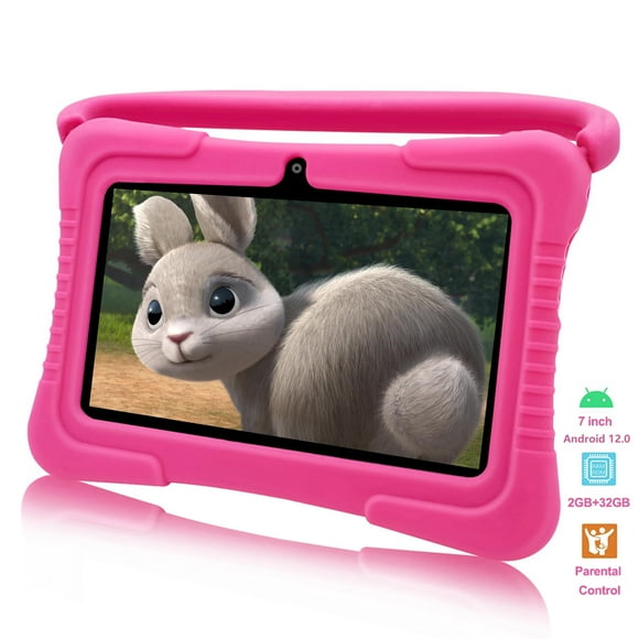 Android 12 Kids Tablet,Kids Learning Tablet,Antemper 7 inch Kids Tablet,32GB Storage,Toddler Tablet with Bluetooth, Wifi,Parental Control, HD Dual Camera,Google Play, Pink