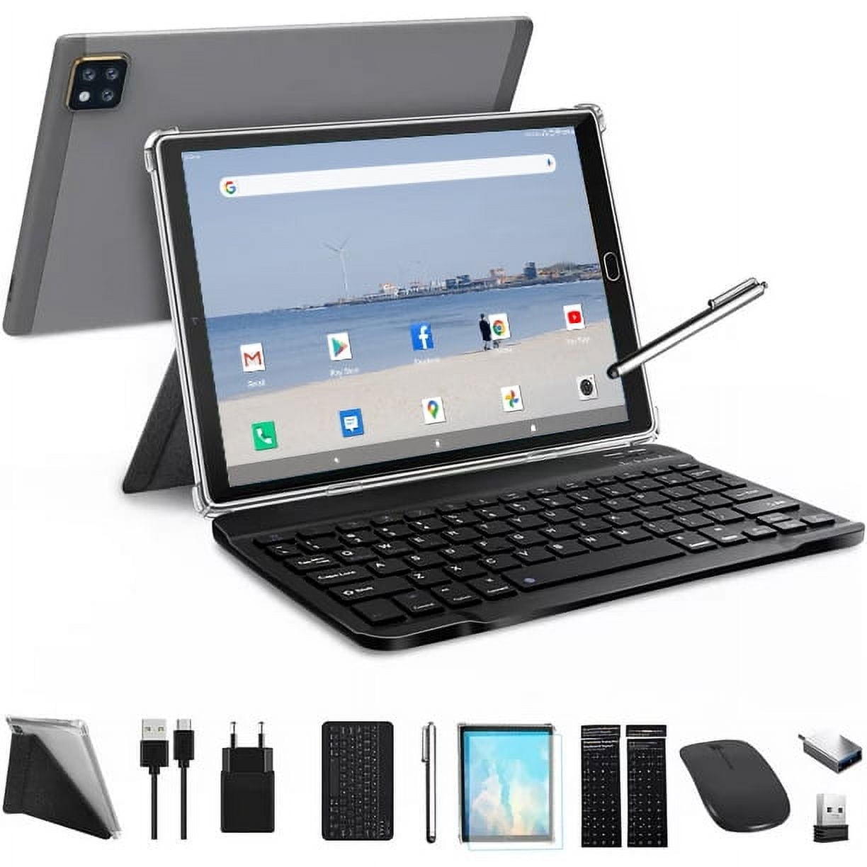 Android 11 Tablet 10 inch with Keyboard Mouse 5G Wifi Tablet Quad Core Arm  4GB Ram 64GB Rom Touch Screen Bluetooth Gps 
