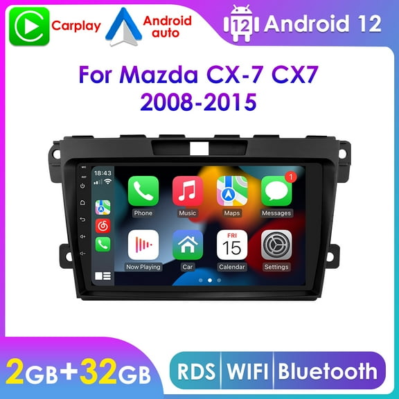 Android 12.0 Bluetooth Carplay RDS 9" Touchscreen Car Stereo Radio Head Unit GPS Navigation For Mazda CX-7 2008-2015