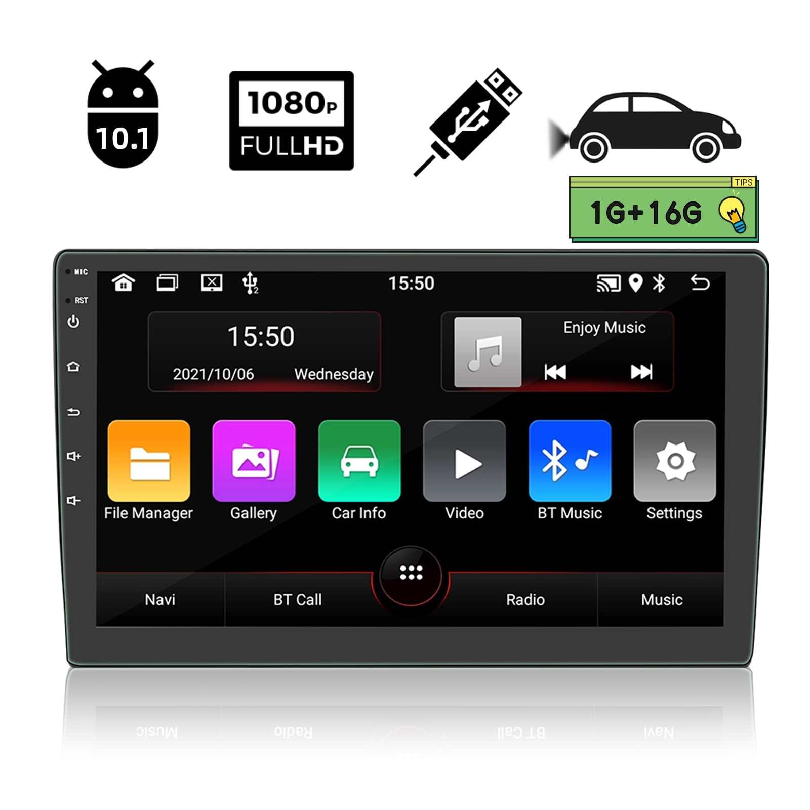 Android Double Din Car Stereo Radio HD 1080P 10 inch