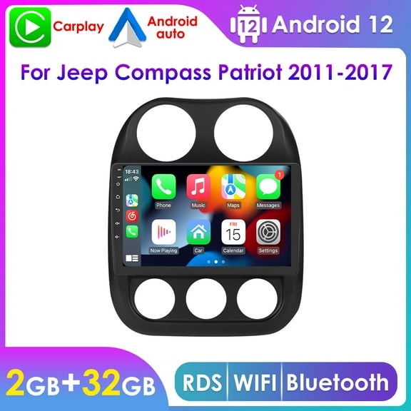 Android 12.0 Wifi RDS Car Stereo Radio Head Unit Carplay GPS Navigation Player For Jeep Compass Patriot 2011 2012 2013 2014 2015 2016 2017