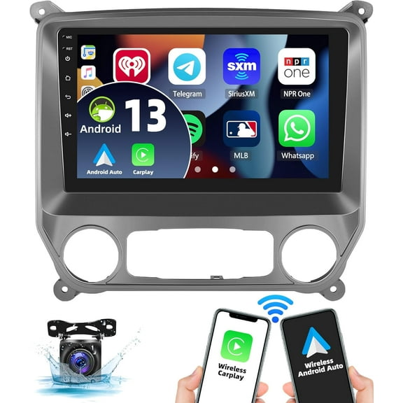 Android 12 4+32GB Car Radio Stereo for Chevy Silverado GMC Sierra 2014-2018 10 Inch QLED Carplay Andriod Auto DSP Weather