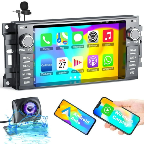 Android 12 Car Radio for Jeep Wrangler JK Compass Grand Cherokee Dodge Ram Chrylser,7 Inch Touchscreen Car Stereo Support Wireless Carplay/Android Auto/GPS/Bluetooth/Back-up Camera/SWC/FM, 2G+32G