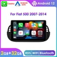 thumbnail image 1 of Android 12 GPS Navigation Wifi 2+32GB IPS Carplay Car Stereo Radio Head Unit For Fiat 500 2007-2014, 1 of 11