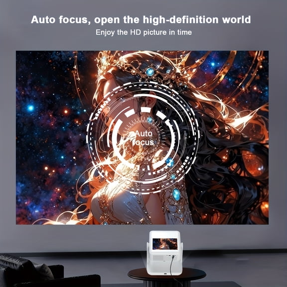 Android 12 Smart Projector w/ 8" Touch Tablet, Dual Screen, Auto-Focus | 4K UHD Home Theater Projector, Keystone Correction, 6 App Store | Plug-and-Play