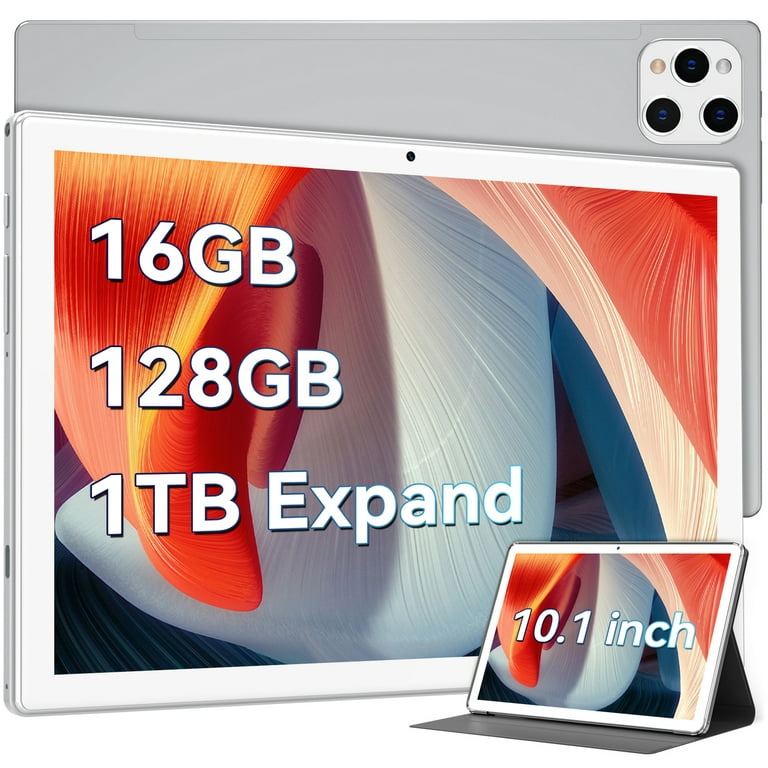 Android 12 Tablet, 10.1 inch Tablet, 5G Wi-Fi Tablet, 2024 Latest Tablet,Octa-Core  Processor with 16(8+8)GB RAM 128GB ROM,Dual 13MP+5MP  Camera,WiFi,Bluetooth,GPS,1TB Expand Support,White 