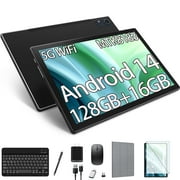 Android 14 Tablet,10inch 2025 Newest Tablet,Octa-Core Processor with 16GB (8+8 Expand) RAM+128GB ROM+1TB Expand,2.4G/5G WiFi Tablet with Keyboard,1280 * 800 IPS Display Laptop Tablet,Black