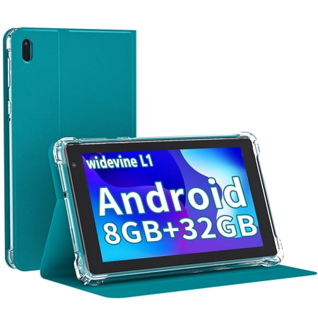 Android Tablet, 7 Inch Tablets, 8GB+32GB+1024GB Expand, Quad-Core 1.5GHz Processor, 5MP Dual Camera,1024 x 600 IPS HD Display Screen, 3000mAh Battery, 5G WiFi6, Google GMS 7 Tablet with Case