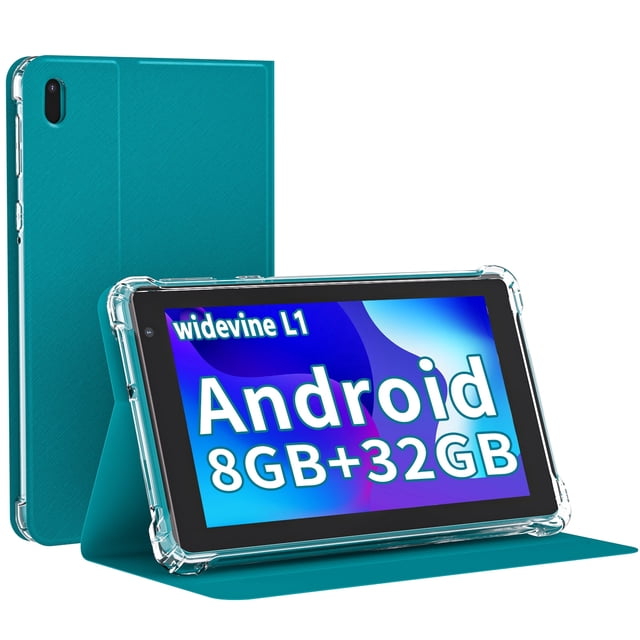 Android Tablet, 7 Inch Tablets, 8GB+32GB+1024GB Expand, Quad-Core 1.5GHz Processor, 5MP Dual Camera,1024 x 600 IPS HD Display Screen, 3000mAh Battery, 5G WiFi6, Google GMS 7 Tablet with Case