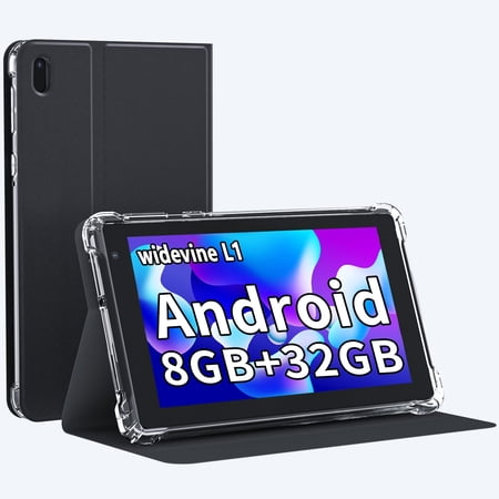 Android Tablet, 7 Inch Tablets, 8GB+32GB+1024GB Expand, Quad-Core 1.5GHz Processor, 5MP Dual Camera,1024 x 600 IPS HD Display Screen, 3000mAh Battery, 5G WiFi6, Google GMS 7 Tablet with Case
