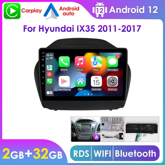 Android 12 Wireless Apple Carplay Wifi 2+32GB RDS Car Radio Stereo Head Unit GPS Navigation Player For Hyundai Tucson Ix35 2010-2015