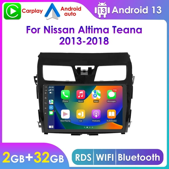 Android 13.0 Bluetooth Apple Carplay Wifi 2+32GB 10.1" Touch Screen Car Stereo Radio Head Unit Multimedia GPS Navigation Player For Nissan Altima Teana 3 2013 2014 2015 2016 2017 2018