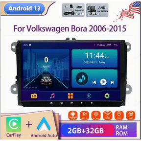 Android 13 2+32G 9in Car Stereo Radio for VW Bora 2006-2015 with Carplay Android Auto GPS Navigation Bluetooth WiFi FM/RDS SWC Mirror Link + AHD Backup Camera/Microphone
