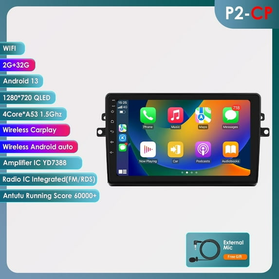 Android 13 Apple Carplay 2+32GB Wifi RDS Bluetooth Car Stereo Radio Head Unit GPS Navigation Player For Toyota Sienna 2003 2004 2005 2006 2007 2008 2009 2010
