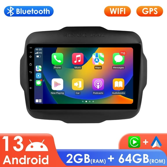 Android 13 Bluetooth Apple CarPlay 64GB ROM Wifi AUX Car Stereo Radio Head Unit Multimedia GPS Navigation Player For Jeep Renegade 2016 2017 2018 2019 2020