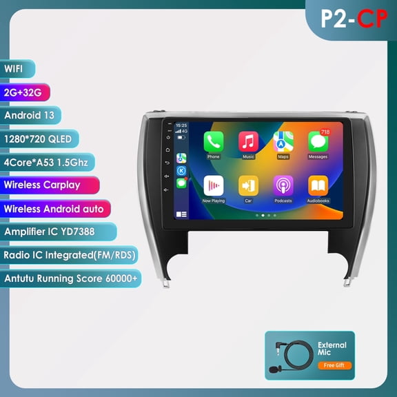 Android 13 Bluetooth Apple Carplay 2+32GB Wifi RDS Car Stereo Radio Head Unit Multimedia GPS Navigation Player For Toyota Camry 2015 2016 2017