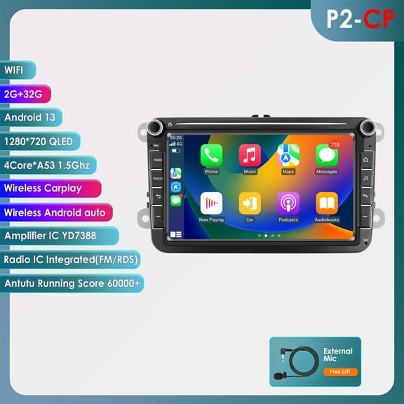 Android 13 Bluetooth Apple Carplay 2+32GB Wifi RDS Car Stereo Radio Head Unit Multimedia GPS Navigation Player For VW Volkswagen Jetta Passat Tiguan Amarok Golf EOS