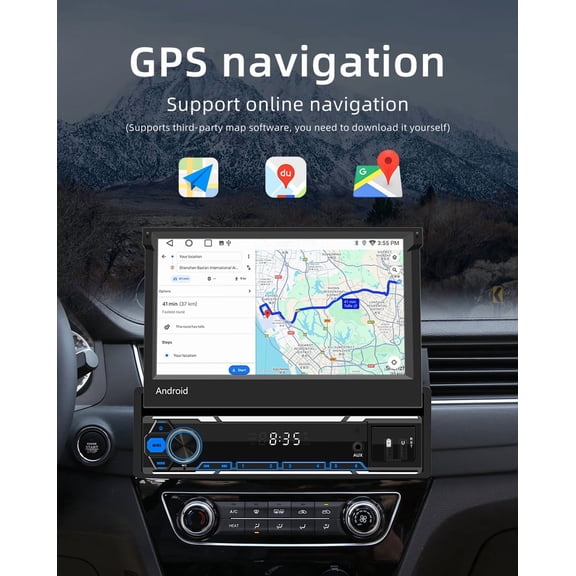 Android 13 Car Player 7-Inch Screen RDS Radio Bluetooth 5.1 Music WiFi Wired and Wireless with Carplay/Android Auto Steering Wheel Control Driving Recorder DAB GPS Navigation Head Unit 2GB+64GB