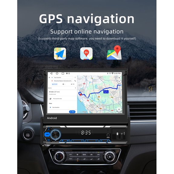 Android 13 Car Player 7-Inch Screen RDS Radio Bluetooth 5.1 Music WiFi Wired and Wireless with Carplay/Android Auto Steering Wheel Control Driving Recorder DAB GPS Navigation Head Unit 2GB+64GB