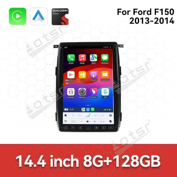 Android 13 Car Radio for Ford F150 2013 2014 Stereo Replacement Tesla Style Dash IPS Touch Screen Android Auto GPS Navigation Unit Multimedia Player 14.4 Inch
