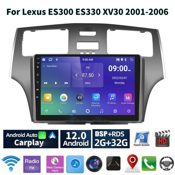 Android 13 Car Radio for Lexus ES300 ES330 XV30 2001-2006, 9" Touchscreen Support Carplay Android Auto GPS Navigation Bluetooth WIFI Radio Video Steering Wheel Control Rear Camera 2G+32G,Black