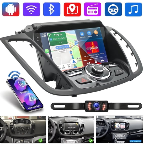 Android 13 Car Radio Stereo for Ford Escape 2013-2019 with Wireless CarPlay Android Auto, 9 Inch Touchscreen Car Navigation Support Bluetooth GPS DSP FM SWC Backup Camera