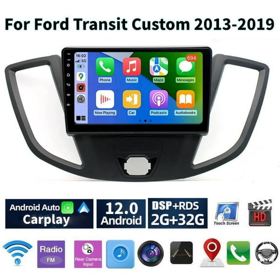 Android 13 Car Radio Stereo for Ford Transit Custom 2013-2019, 9" Touchscreen Support Carplay Android Auto GPS Navigation Bluetooth WIFI Radio Video Steering Wheel Control Rear Camera 2G+32G,Black