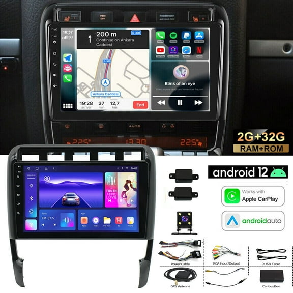 Android 13 Car Radio Stereo for Porsche Cayenne 2002-2010, 9" Touchscreen Support Carplay Android Auto GPS Navigation Bluetooth WIFI Radio Video Steering Wheel Control Rear Camera 2G+32G,Black