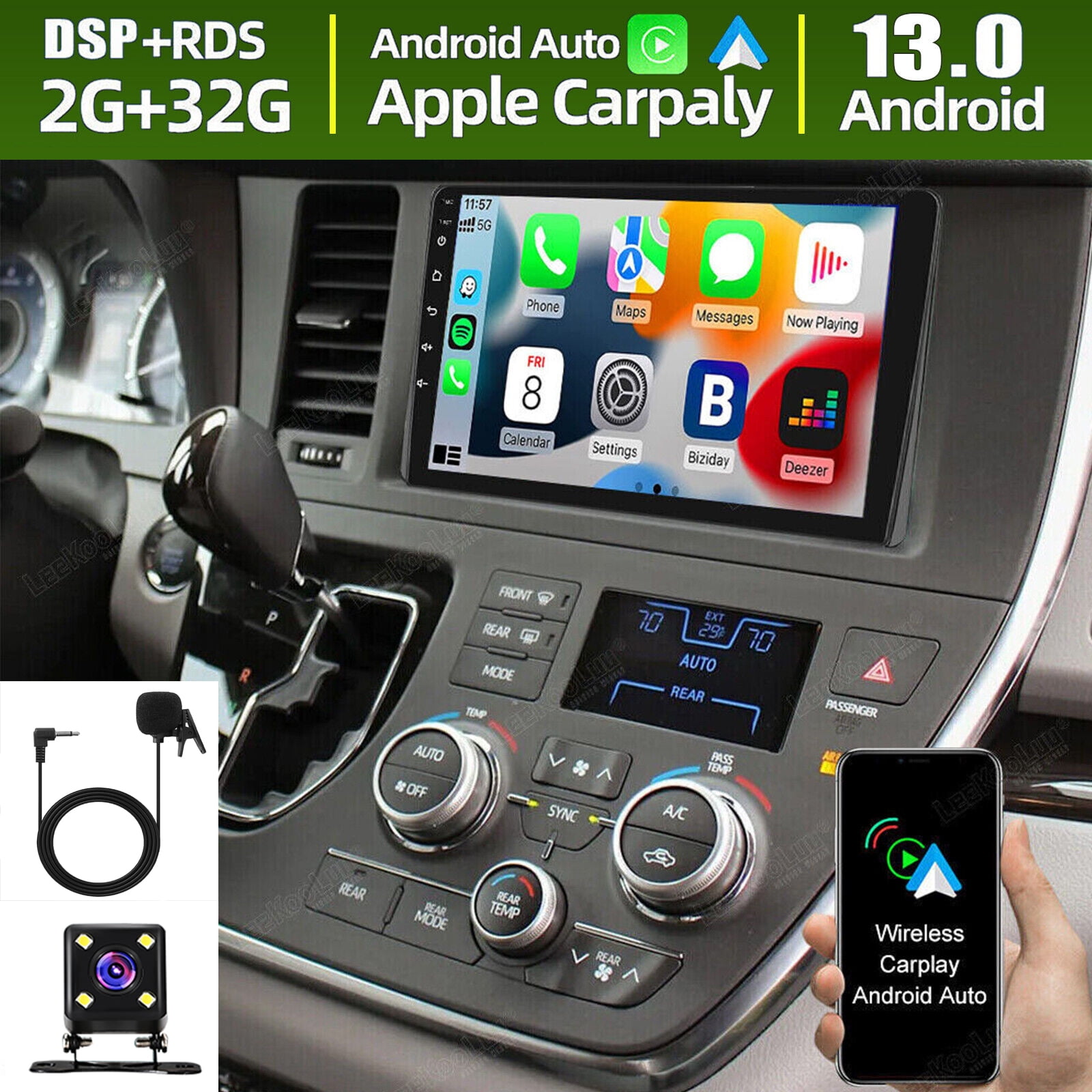 Android 13 Car Stereo for Toyota Sienna 2015-2018, 9