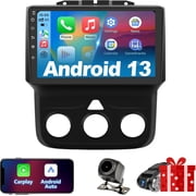 Android 13 Car Radio for 2013-2018 Dodge Ram 1500 2500 3500 Supports Wireless CarPlay/Android Auto Manual AC
