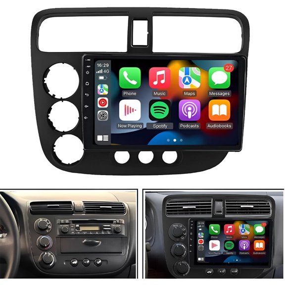 Android 13 Car Stereo, 9in Car Radio For Honda Civic 2000-2005, Head Unit with CarPlay Android Auto, 2+32GB, Mirror Link, GPS Navigation, FM, SWC