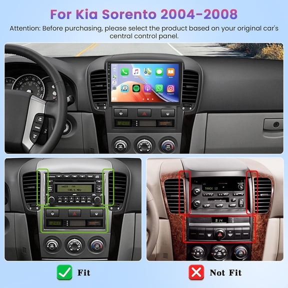 Android 13 Car Stereo GPS Navigation 2+64G for Kia Sorento 2004-2008 with Carplay Android Auto 9in Car Radio with Bluetooth Wifi FM/RDS SWC + AHD Backup Camera