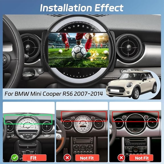 Android 13 Car Stereo GPS Navigation 2+64G for Mini Cooper R56 2007-2014 Support Wireless Carplay Android Auto 9in Car Radio with Bluetooth WiFi FM/RDS SWC Split Screen + AHD Backup Camera