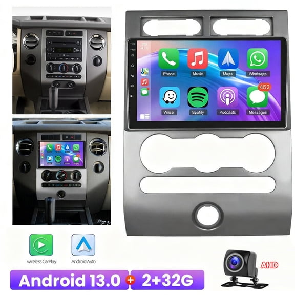 Android 13 Car Stereo GPS Navigation Head Unit 2+32G for Ford Expedition 2007-2014 with Carplay Android Auto 9in Car Radio with Bluetooth WiFi FM/RDS SWC Split Screen + AHD Backup Cam