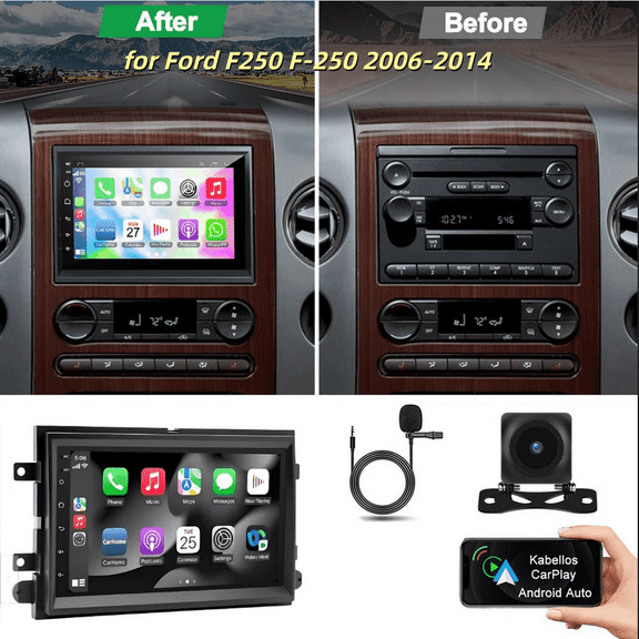 Android 13 Car Stereo Radio 2+64G GPS Navigation Head Unit for Ford F250 F-250 2006-2014 7-inch Car Player with AHD Camera/Mic with Carplay and Android Auto FM/RDS SWC