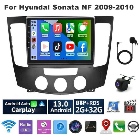 Android 13 Car Stereo Radio for Hyundai Sonata NF 2009-2010, 9" Car Multifunctional Player Support Carplay Android Auto GPS Navigation WIFI Bluetooth Steering Wheel Control 2GB RAM + 32GB ROM, Black