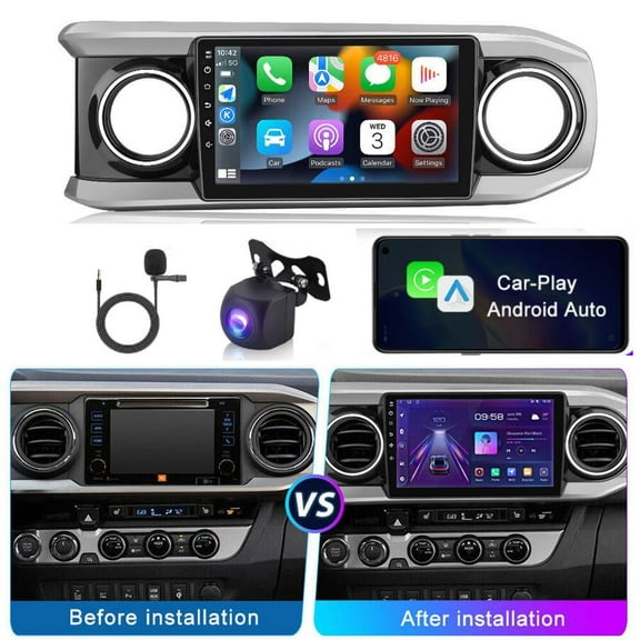 Android 13 Car Stereo Radio for Toyota Tacoma 2016-2021, 9" Car Multifunctional Player Support Carplay Android Auto GPS Navigation WIFI Bluetooth Rear Camera 2GB RAM + 32GB ROM, Black