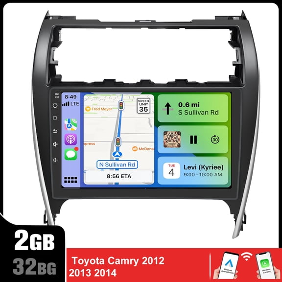 Android 13 Car Stereo for Toyota Camry 2012 2013 2014, 10.1Touchscreen with Wireless CarPlay & Android Auto Bluetooth WiFi GPS Navigation and Steering Wheel Control