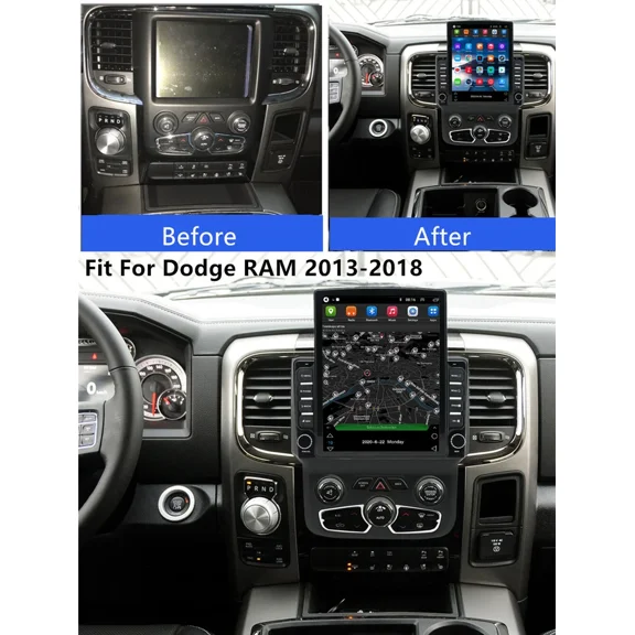 Android 13 Car Stereo for Dodge Ram 2013-2018, 9.7Inch Touchscreen, Built-in Wireless CarPlay & Android Auto, GPS, 2GB+32GB, AHD Camera