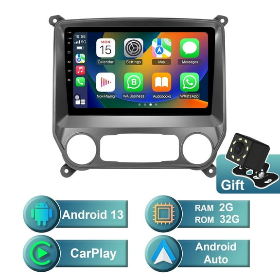 Android 13 Car radio for Chevrolet Silverado/GMC Sierra 2014-2018 Multimedia Stereo Wireless Autoradio Carplay Navigation GPS WIFI Mirror link Camera FM BT 2+32GB