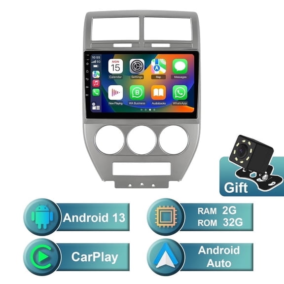 Android 13 Car radio for Jeep Compass for Patriot 2007 - 2009 Multimedia Stereo Wireless Carplay Android Auto Autoradio Navigation GPS WIFI Mirror link Camera FM BT 2+32G
