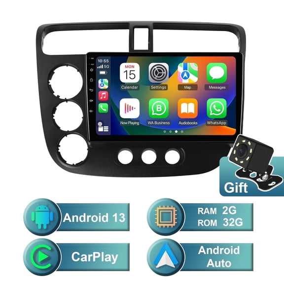 Android 13 Car radio for Honda Civic 2000-2005 Multimedia Stereo Wireless Autoradio Carplay Navigation GPS WIFI Mirror link Camera FM 2+32GB