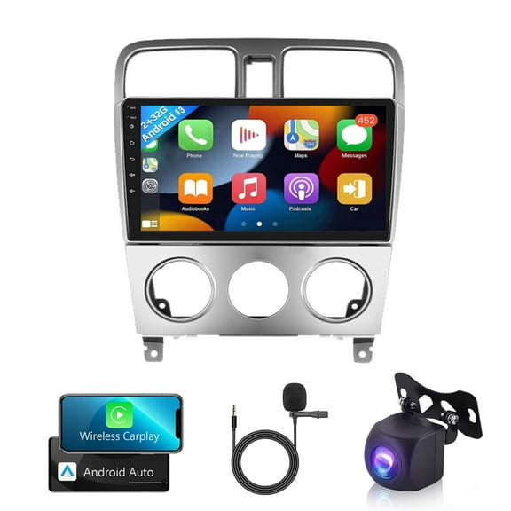 Android 13 CarPlay for Subaru Forester 2002-2008 Car Stereo Radio GPS Nav 9 Inch IPS HD Touch Screen Car Stereo Android Auto FM/SWC Backup Camera