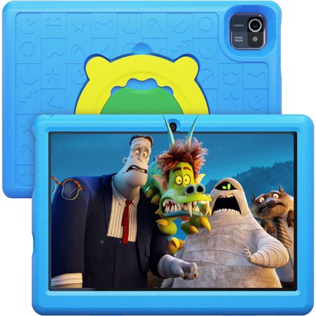 Android 13 Kids Tablet 10inch, 5000mAh Kidoz Pre Installed Parental Control Learning Tablet, 6GB+64GB Quad Core Processor Wi-Fi Bluetooth Kid-Proof Case (Blue)