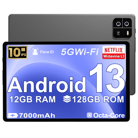 Android 13 Tablet ,10 inch Tablet, 12GB+128GB ROM , Octa-Core Processor, 1280x800 IPS HD Touch Screen, GPS, WiFi, 5MP+13MP Dual Camera, Bluetooth