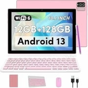 Android 13 Tablet with Keyboard, 10 inch 2 in 1 Tablets, 12GB RAM+128GB ROM 2.0Ghz CPU Tableta, 2.4G/5G WiFi6 BT 5.0 Tablet PC, 1280*800 HD Tablet with Case Mouse Stylus Film, 6000mah Battery Tablet